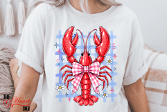 Preppy Coquette Lobster Bow PNG, Cute Preppy Crawfish PNG Product Image 2