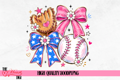 Baseball Coquette Bow Png, Preppy Game Day Shirt Design Product Image 1