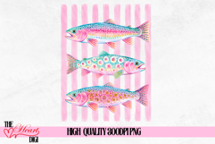 Pastel Fish PNG, Coastal Preppy Lake Life Sublimation Design Product Image 1