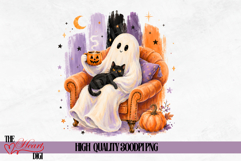 Cozy Time Ghost PNG, Fall Library Boo Ghost Shirt Design Product Image 1