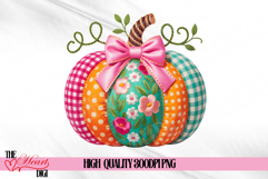 Pink Patchwork Pumpkin PNG, Preppy Pink Pumpkin Png Product Image 1