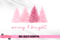 Merry and Bright PNG, Pink Christmas Tree Png Product Image 1