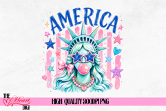 Preppy Statue of Liberty Blowing Bubble PNG, Girly America Product Image 1