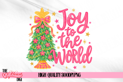 Joy To The World Png, Pink Coquette Christmas Sublimation Product Image 1