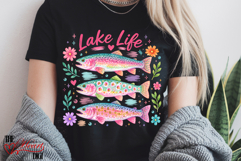 Preppy Lake Life Fish PNG, Flower Fish shirt Design Product Image 4