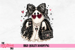 Glam Ghost PNG, Preppy Black Lace Ghost Sublimation Product Image 2