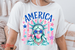Preppy Statue of Liberty Blowing Bubble PNG, Girly America Product Image 2