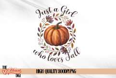 Just a Girl Who Loves Fall PNG, Boho Flower Pumpkin PNG Product Image 1