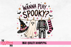 Wanna Play Spooky png, Halloween Sublimation, Kids Halloween Product Image 1