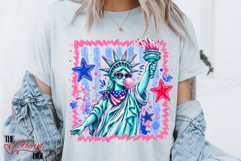 Preppy Statue of Liberty Blowing Bubble Png, Glam USA PNG Product Image 4