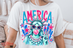 Glam Statue of Liberty Blowing Bubble Png, USA Png Product Image 4