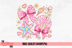 Coquette Summer Beach PNG, Preppy Coastal Seashell Shirt PNG Product Image 1