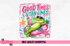 Good Times &amp; Tan Lines PNG Sublimation Design, Funny Croco Product Image 1