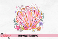 Seashell PNG, Girly Beach Sublimation Design, Coquette Shell Product Image 1