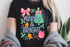 Preppy Merry &amp; Bright PNG, Pink Christmas Festive Sublimate Product Image 2