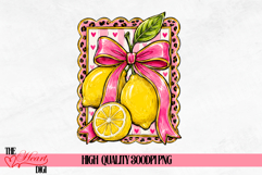 Coquette Lemon PNG, Pink Bow Lemon Summer Sublimation Design Product Image 1