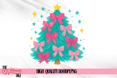 Pink Bow Coquette Christmas Tree PNG, Holiday Vibes Png Product Image 1