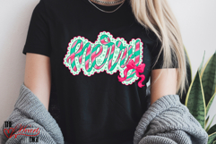 Merry PNG, Peppermint Merry Christmas PNG, Coquette Bow PNG Product Image 4