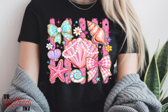 Girly Beach Sublimation Design, Coquette Shells PNG Product Image 4