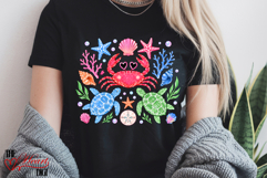 Preppy Floral Beach Crab Png, Coastal Summer Crab Png Product Image 3