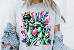 Preppy Statue of Liberty Blowing Bubble Png, Glam USA PNG Product Image 4