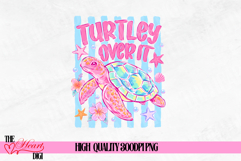 Turtley Over It Png, Preppy Sea Turtle PNG, Cute Turtle PNG Product Image 1