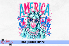 Glam Statue of Liberty Blowing Bubble Png, USA Png Product Image 1