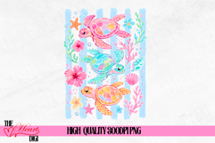 Coastal Summer Turtle Png, Striped Brushstroke Sea Turtle Product Image 4