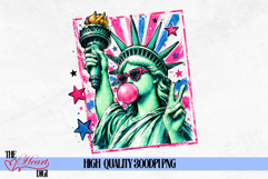 Preppy Statue of Liberty Blowing Bubble Png, Glam USA PNG Product Image 2