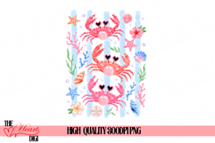 Striped Brushstroke Crab PNG, Preppy Beach Sublimation PNG Product Image 3