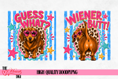 Guess What Wiener Butt PNG, Preppy Funny Dachshund PNG Product Image 1