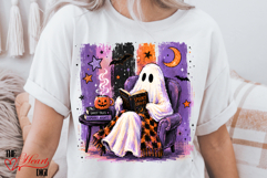 Spooky Ghost Reading Books PNG, Halloween Shirt PNG Product Image 4