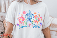 Summer Vibes Turtle PNG, Tropical Sea Turtle Sublimation Product Image 4