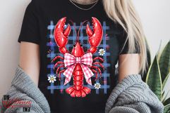 Preppy Coquette Lobster Bow PNG, Cute Preppy Crawfish PNG Product Image 3
