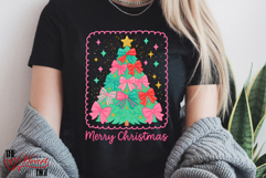 Merry Christmas Coquette Pink Bow Tree PNG Product Image 2