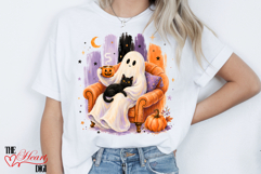 Cozy Time Ghost PNG, Fall Library Boo Ghost Shirt Design Product Image 2