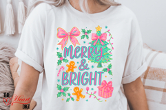 Preppy Merry &amp; Bright PNG, Pink Christmas Festive Sublimate Product Image 3
