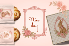 Vintage Watercolor Rabbits Clipart Hand-Painted Illustration Product Image 2
