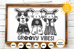 Groovy Vibes Bunny SVG | 1970s Retro Hippie Bunnies Cut File Product Image 2