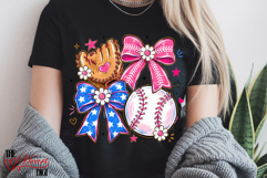Baseball Coquette Bow Png, Preppy Game Day Shirt Design Product Image 3