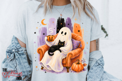 Cozy Time Ghost PNG, Fall Library Boo Ghost Shirt Design Product Image 3