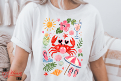 Summer Vibes T-shirt, Preppy Crab Summer Sublimation PNG Product Image 3