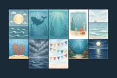 Kids Marine Backgrounds Set of 10 Bright Ocean-Themed Product Image 5