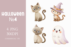 Watercolor Black Cat and Witch Cat PNG Set Product Image 1