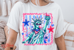 Preppy Statue of Liberty Blowing Bubble Png, Glam USA PNG Product Image 2
