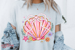 Seashell PNG, Girly Beach Sublimation Design, Coquette Shell Product Image 2