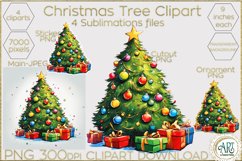 Christmas Tree with baubles Clipart Winter PNGs for Craft Product Image 1