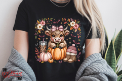 Cute Fall Highland Cow PNG, Autumn Cow Sublimation Design Product Image 3