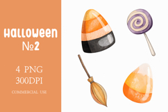 Candy Corn, Lollipop and Witch Broom Clipart Product Image 1