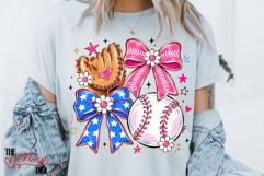 Baseball Coquette Bow Png, Preppy Game Day Shirt Design Product Image 4